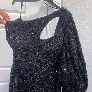Sydney's Closet Black Sequin Prom Dress